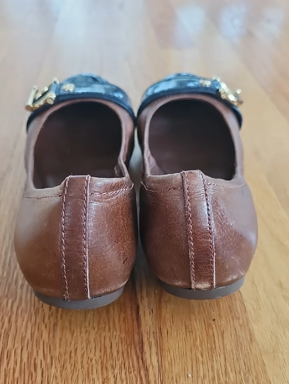Tory Burch Brown & Black Leather Ballet Flats - Picture 5 of 7